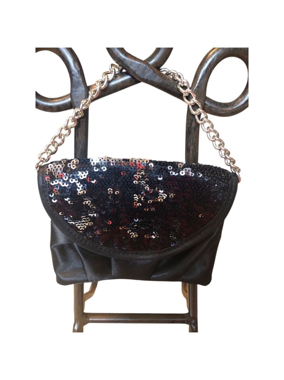 Sequin Clutch Handbag Small Vintage Black